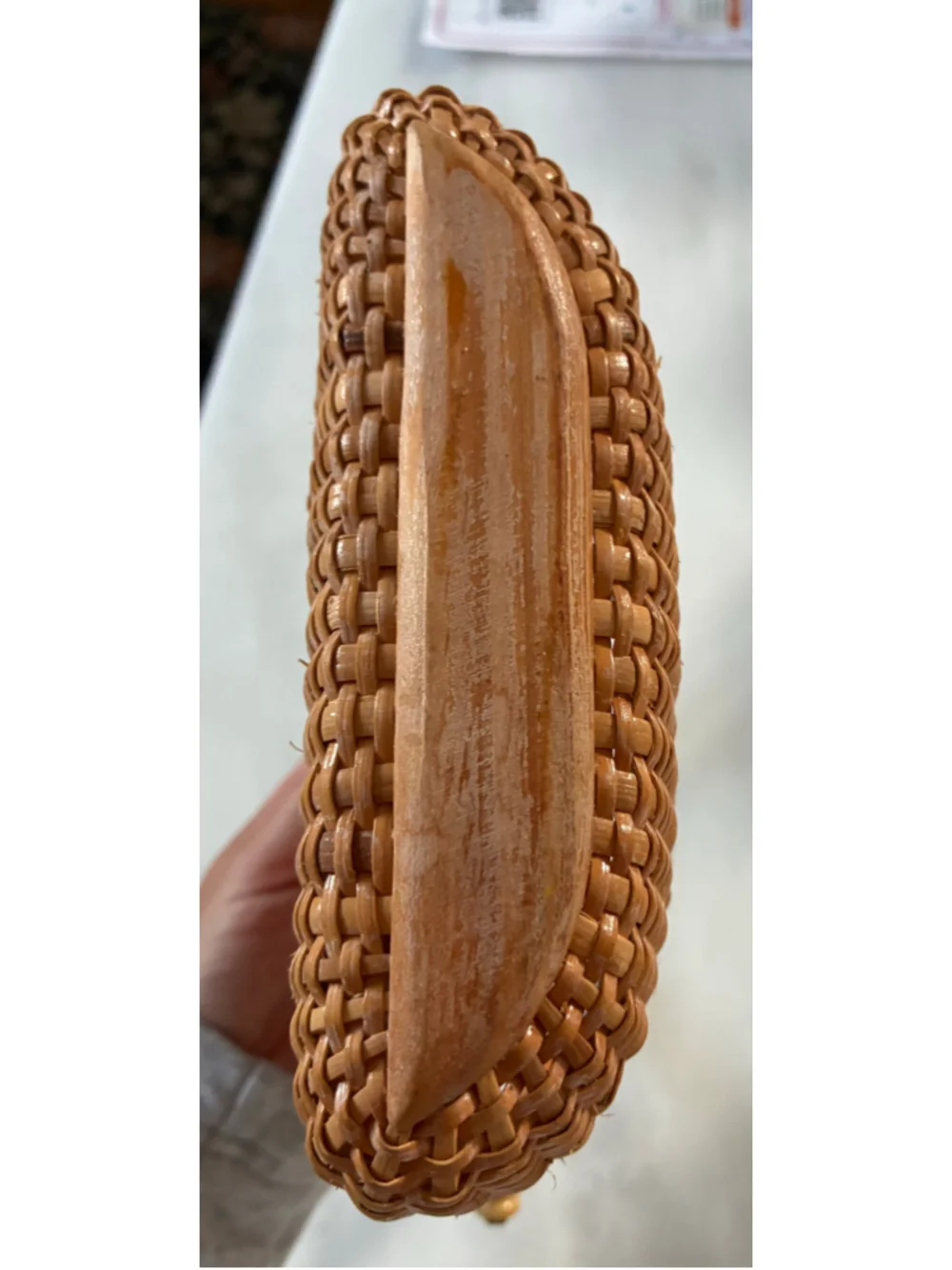 Nantucket style Woven Rattan Basket / Tote Bag